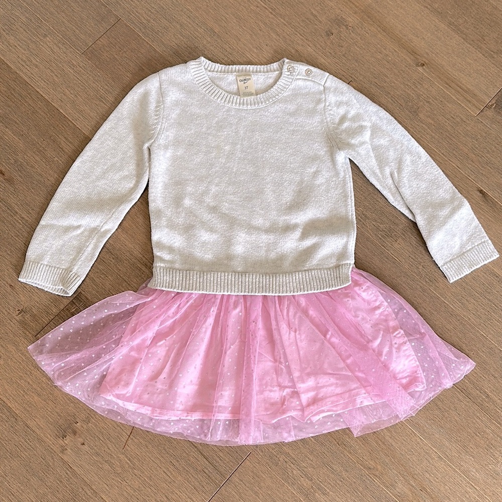 2-1 sweater dress with tulle skirt - size 3T